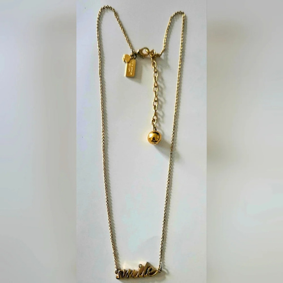 Kate Spade Say yes collection " Smile" gold necklace pendant - Picture 5 of 8